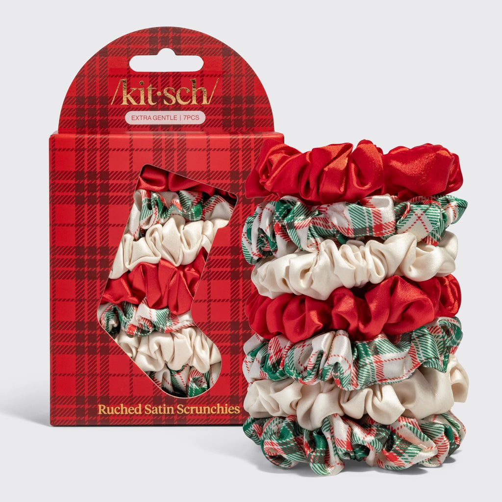 Kitsch Holiday Ruched Satin Scrunchies 7pc