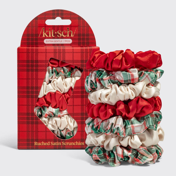 Kitsch Holiday Ruched Satin Scrunchies 7pc