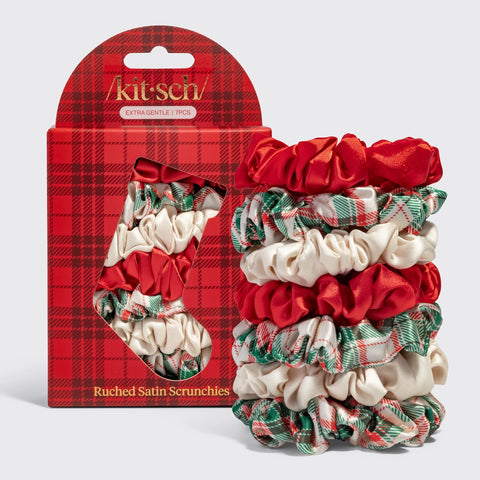 Kitsch Holiday Ruched Satin Scrunchies 7pc