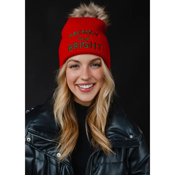 Merry&Bright Pom Pom Hat - Red/Green