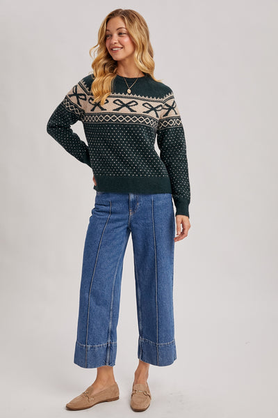 The Merry Bow Sweater - Green