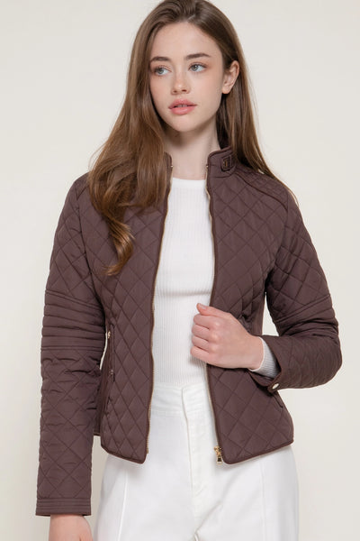 Diamond Quilted Jacket - Chocolate