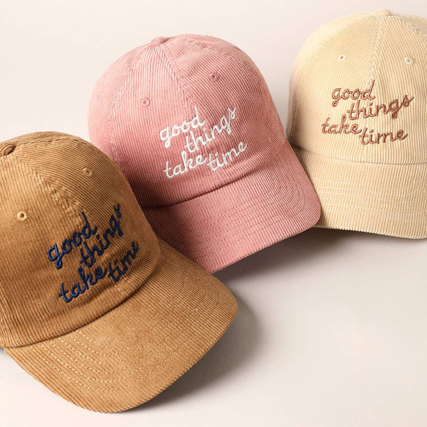 Good Things Take Time Corduroy Hat - Sand