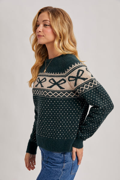 The Merry Bow Sweater - Green