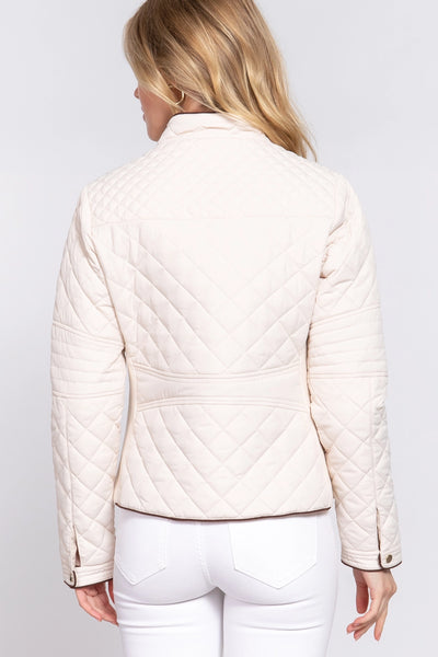 Diamond Quilted Jacket - Ivory