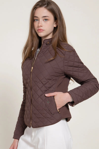 Diamond Quilted Jacket - Chocolate