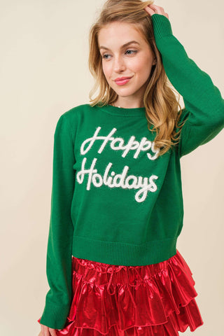 Happy Holidays Tinseltown Sweater - Green