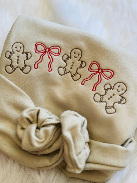 Embroidered Gingerbread Sweatshirt - Sand