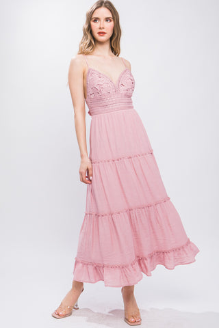 Wild And Free Maxi Dress - Pink Stone