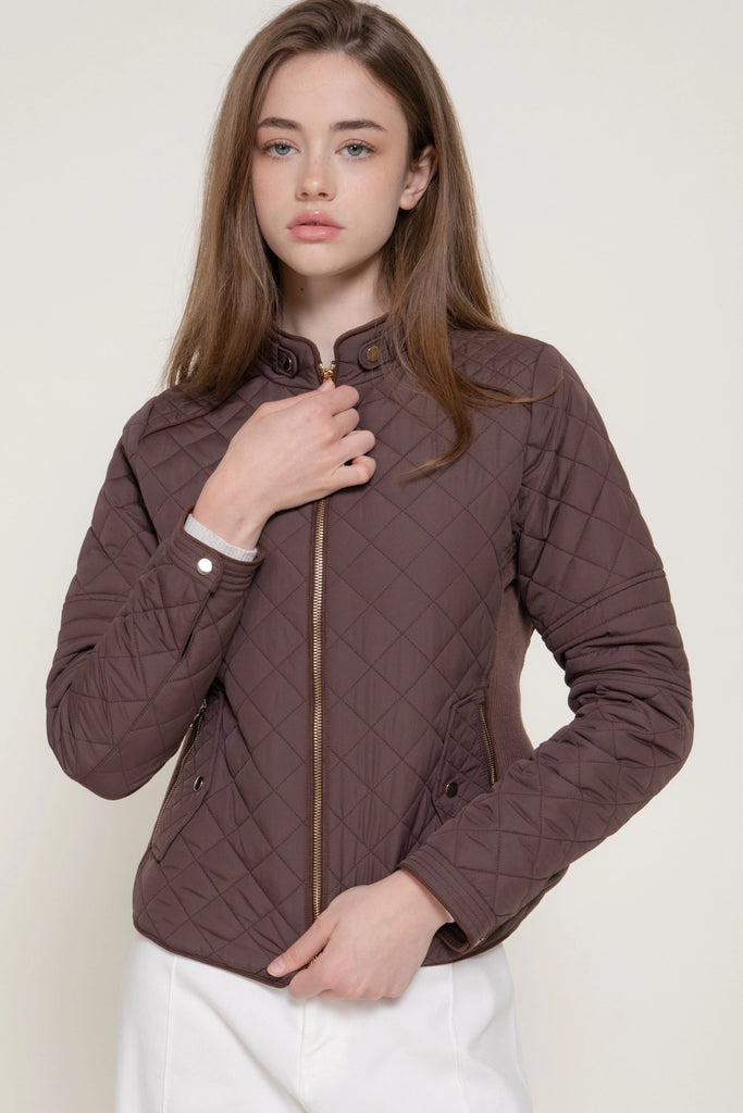 Diamond Quilted Jacket - Chocolate