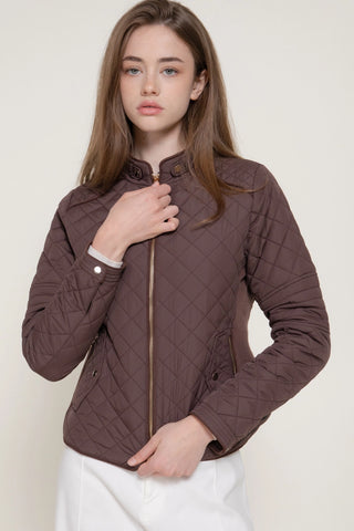 Diamond Quilted Jacket - Chocolate