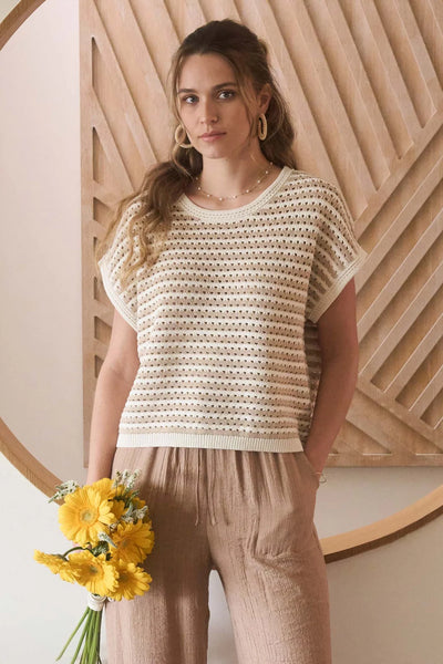 Woven Whispers Top - Khaki