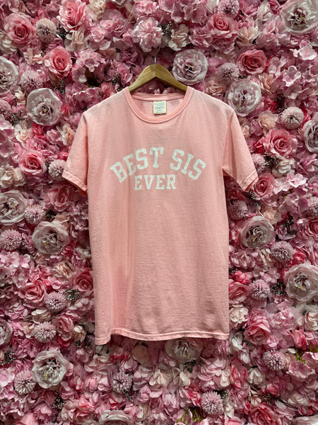 Best Sis Collegiate Tee - Pink