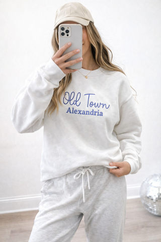 Old Town Alexandria Embroidered Sweatshirt - White