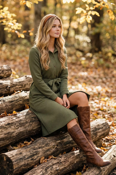 Bonefire Dress-Olive