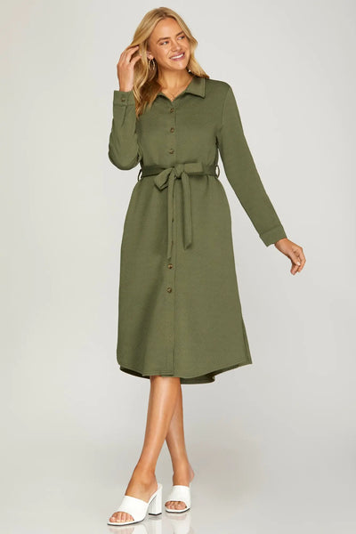 Bonefire Dress-Olive