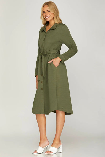 Bonefire Dress-Olive