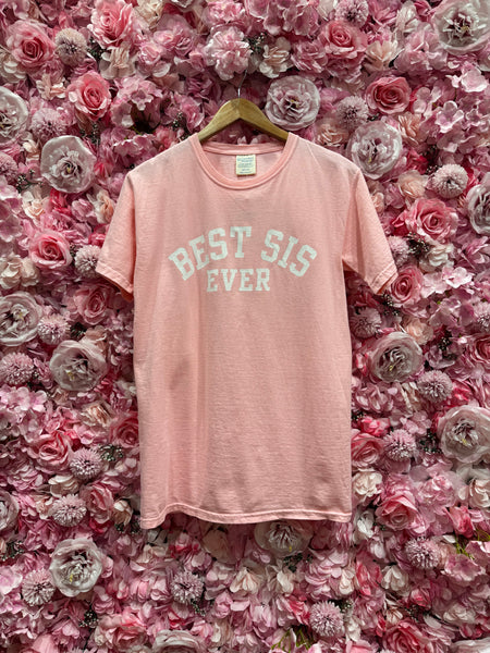 Best Sis Collegiate Tee - Pink