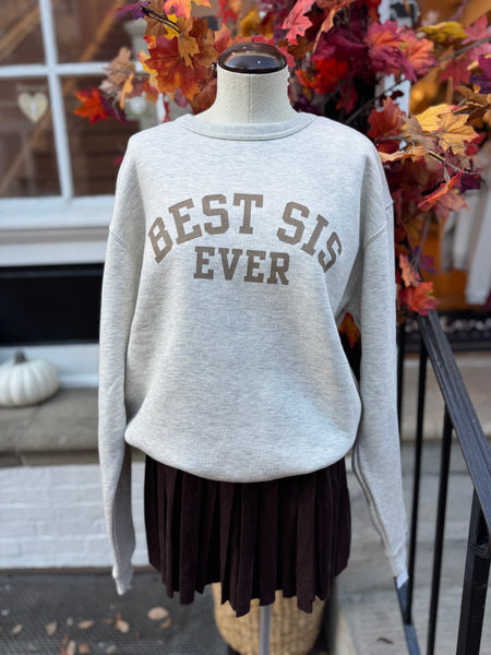 Best Sis Collegiate Crew - Oat Heather