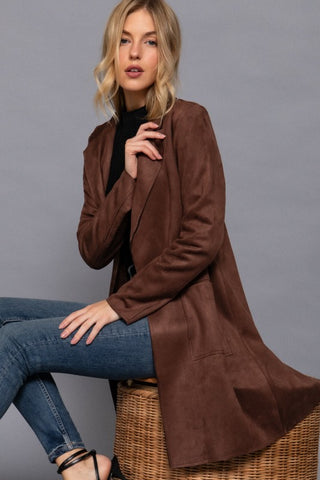 Falling For Suede Jacket-Dark Brown