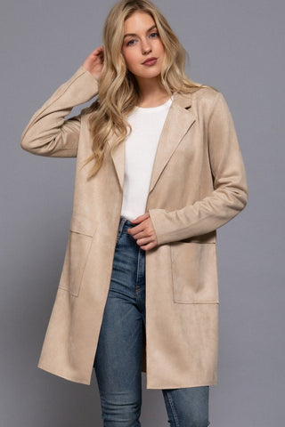 Falling For Suede Jacket-Sand Taupe
