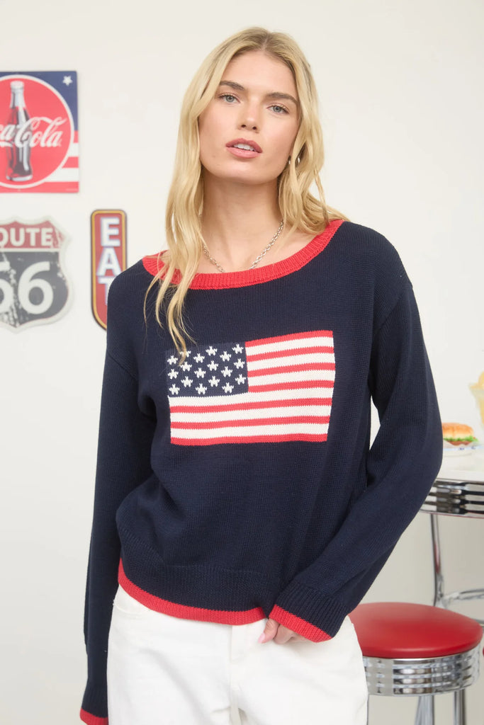Retro USA Sweater - Navy