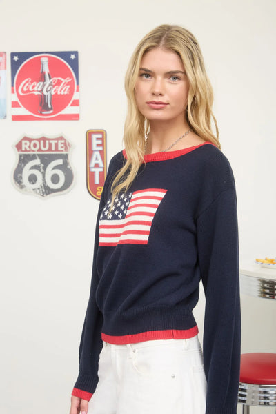 Retro USA Sweater - Navy