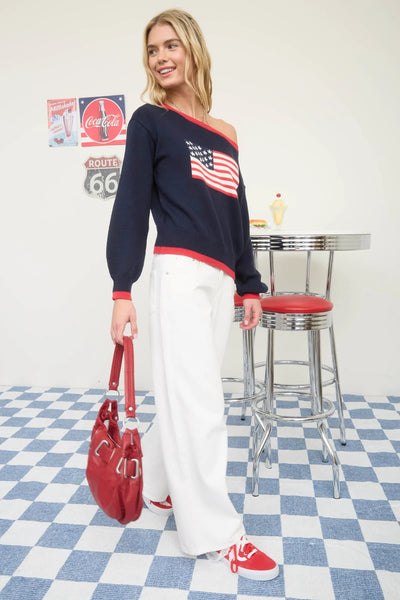 Retro USA Sweater - Navy