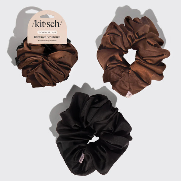 Kitsch Oversized Scrunchies 2pc-Black&Chocolate