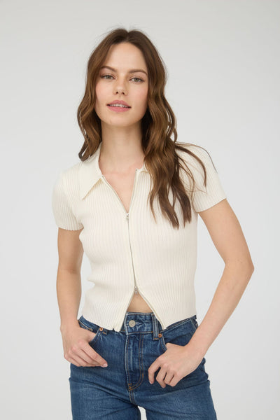 Quinn Zip Top - Ivory