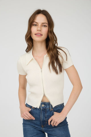 Quinn Zip Top - Ivory