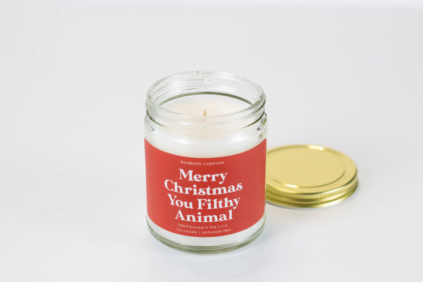 Merry Christmas You Filthy Animal Candle