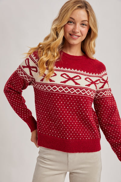 The Merry Bow Sweater - Red