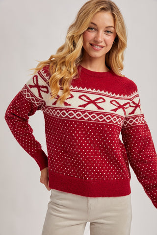 The Merry Bow Sweater - Red