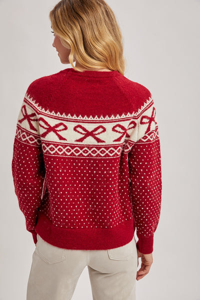 The Merry Bow Sweater - Red