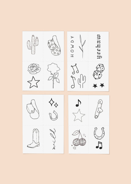 Temporary Tattoos - Disco Cowgirl Pack