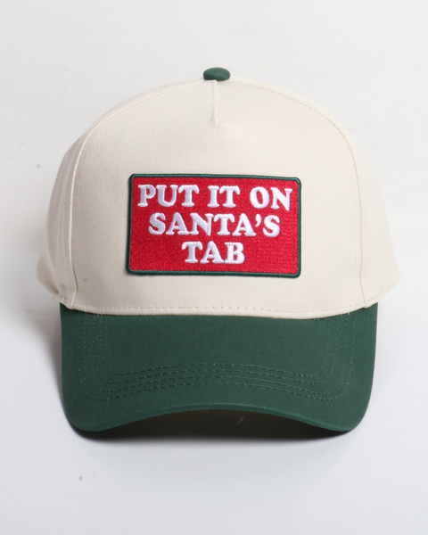 Put It On Santa's Tab Hat - Beige/Green