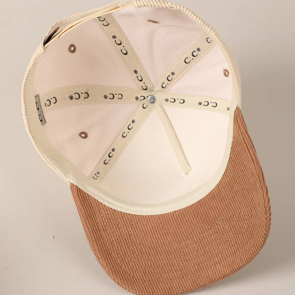 Put It On My Husband's Tab Corduroy Hat - Beige