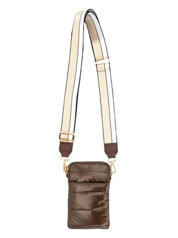 Phone Puffer Crossbody - Brown