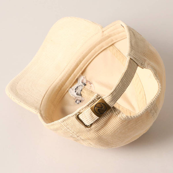 Beagle Dog Embroidered Corduroy Cap - Tan