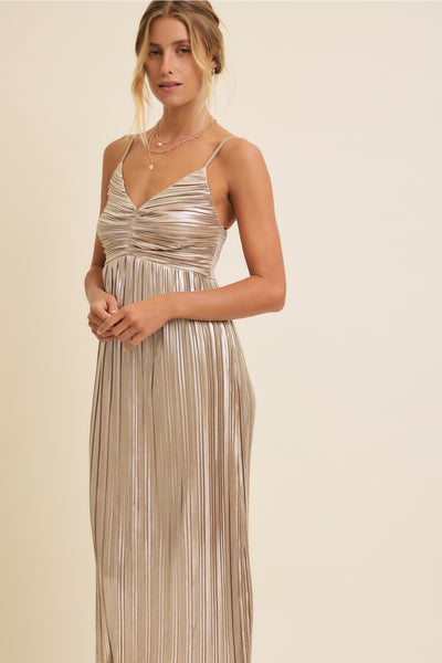Time To Shine Midi Dress - Champagne