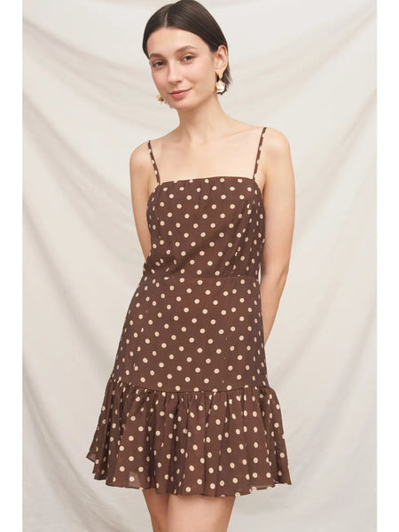 Madison Dot Dress-Brown