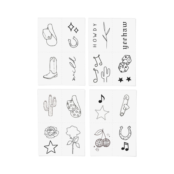Temporary Tattoos - Disco Cowgirl Pack