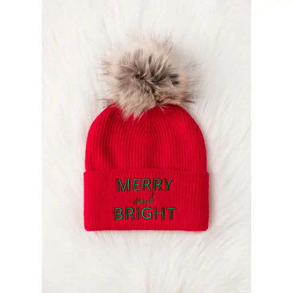 Merry&Bright Pom Pom Hat - Red/Green