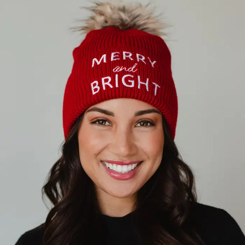 Merry&Bright Pom Pom Hat - Red/White