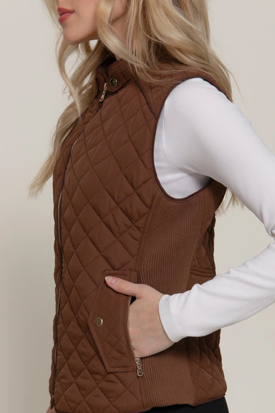 Diamond Quilted Vest-Hazelnut