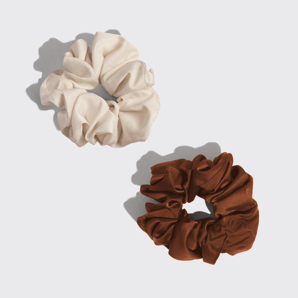 Kitsch Oversized Scrunchies 2pc-Cream&Camel