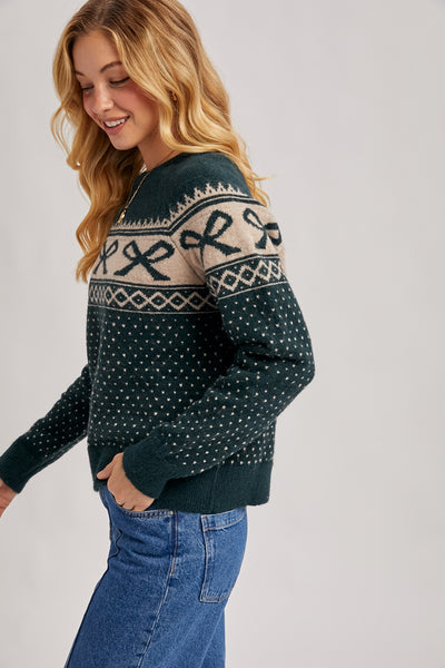 The Merry Bow Sweater - Green