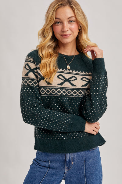 The Merry Bow Sweater - Green