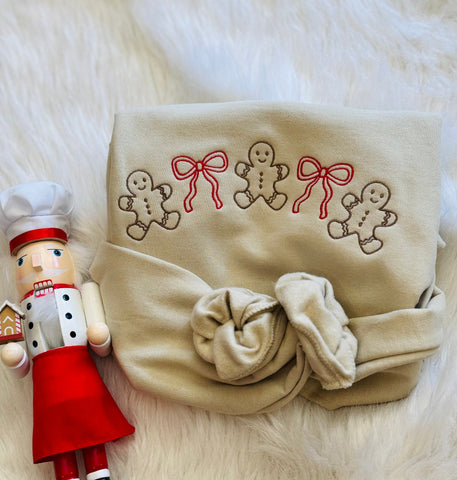 Embroidered Gingerbread Sweatshirt - Sand